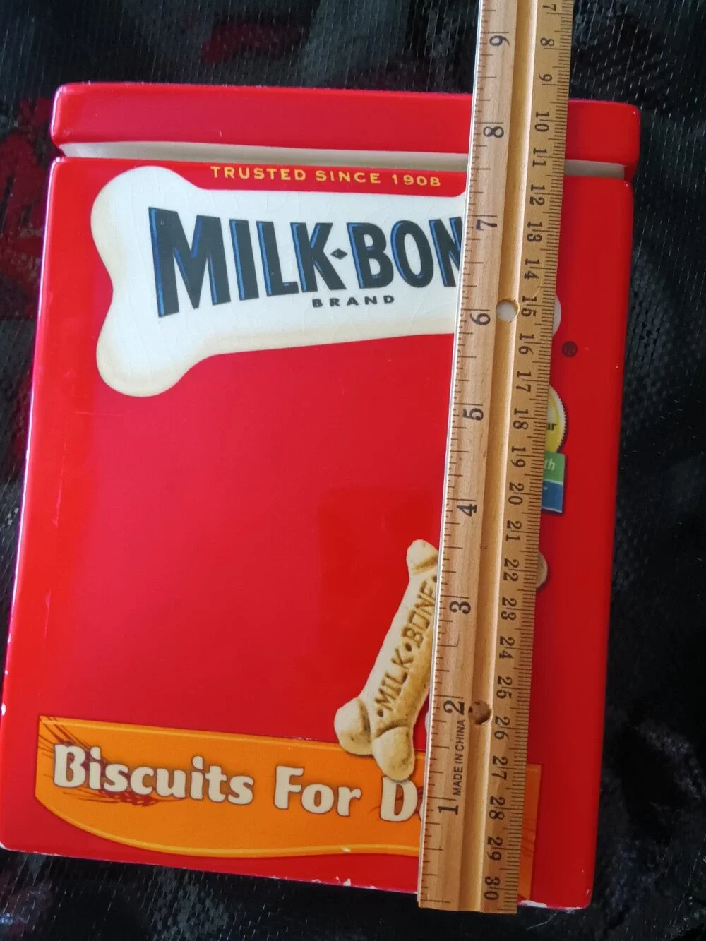 milk bone red ceramic